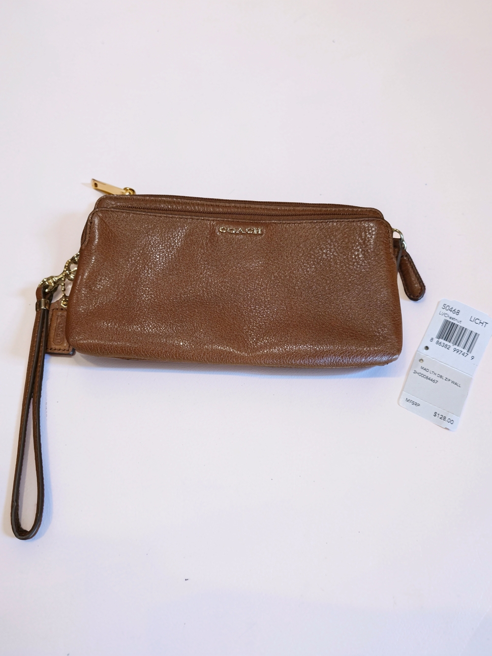 Coach Madison Pebble Leather Double Zip Wallet Wristlet